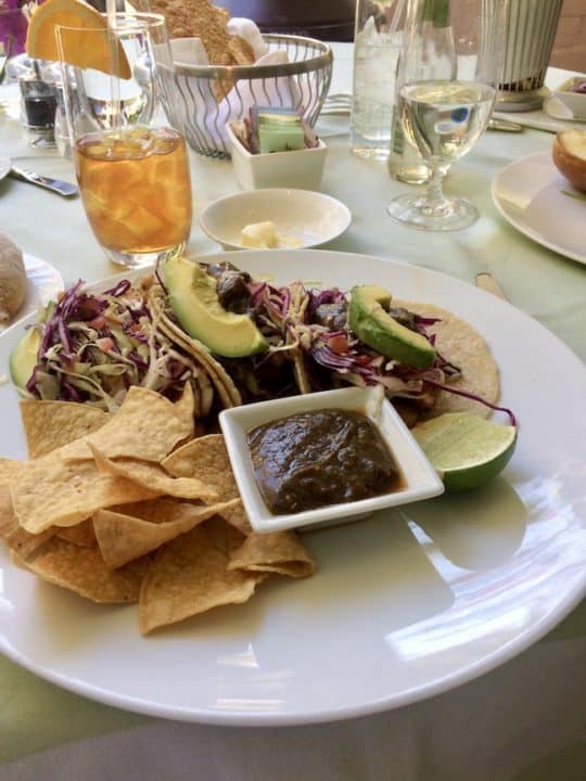 The fish tacos at The Polo Lounge
