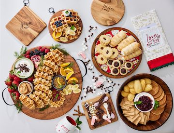Charcuterie boards display Christmas brunch treats