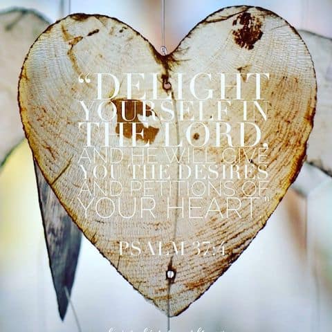 Psalm 37:4 inscribed on a heart.