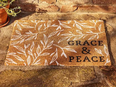 Share your faith with this Grace & Peace doormat