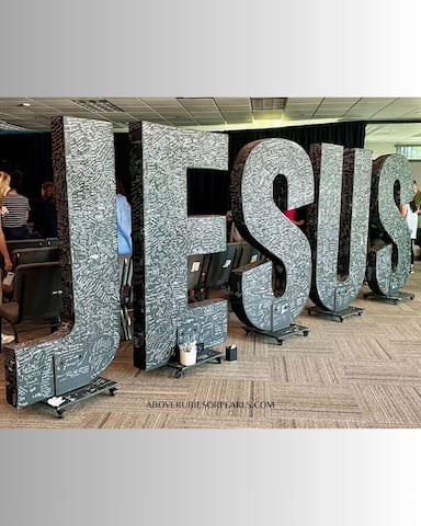 Giant 'Jesus' sign inside Jesus Culture Sacramento